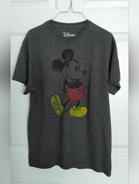 Disney Gray Mickey Mouse Tee with Red & Yellow Accents